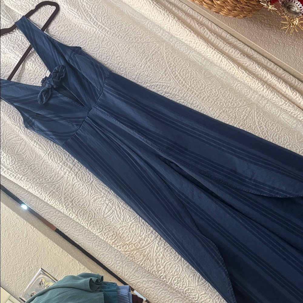 Navy Striped Boot Cut Jumpsuit